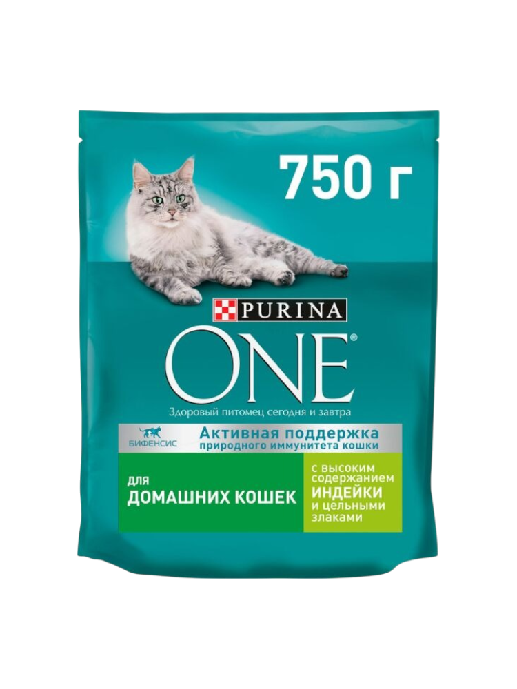 КОРМ Д/КОШЕК PURINA ONE 750Г ИНДЕЙКА/ЦЕЛН ЗЛАКИ Д/ДОМ КОШЕК